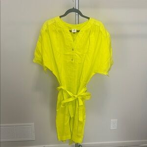 CAbi Neon Yellow Mini Dress with Tie Waist